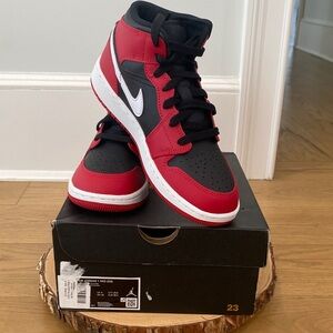 Nike Air Jordan 1 Mid Black and Red with White Accents